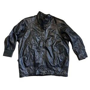 VTG 80s 90s Pelle New York Milano Leather Jacket Coat Womens L Black Thinsulate
